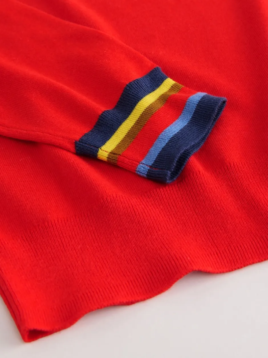 Next - Pull col rond riche en coton au toucher doux Rouge cerise Clearance