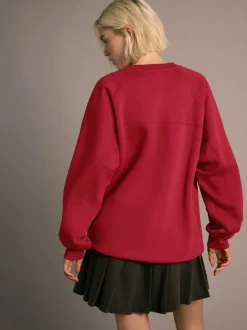 Next Rouge cerise - Sweat-shirt épais décontracté à col rond Outlet