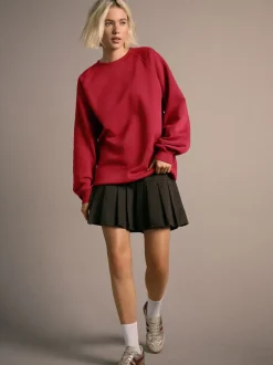 Next Rouge cerise - Sweat-shirt épais décontracté à col rond Outlet