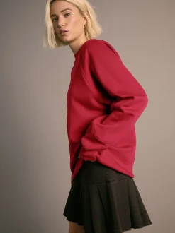 Next Rouge cerise - Sweat-shirt épais décontracté à col rond Outlet