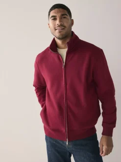 Next Rouge foncé - Sweat à col cheminée zippé en jersey riche en coton Sale