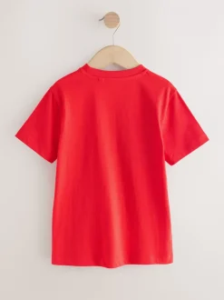 Next - T-shirt imprimé graphique à manches courtes coupe régulière (3-16ans) Rouge Football Sale