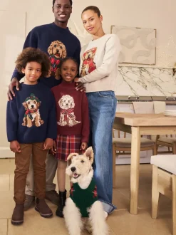 Next Rouge graphique chien - Pull de Noël familial assorti (3mois à7ans) Outlet