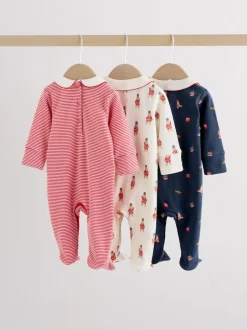 Next Rouge motif ours - Combinaisons de nuit pour bébé 3 Pack (0-2ans) Clearance