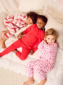 Next Rouge Nœud/ Cœur - Lot de 3 pyjamas Snuggle (9mois-16ans) Sale