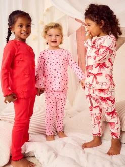 Next Rouge Nœud/ Cœur - Lot de 3 pyjamas Snuggle (9mois-16ans) Sale