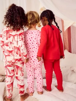 Next Rouge Nœud/ Cœur - Lot de 3 pyjamas Snuggle (9mois-16ans) Sale
