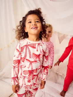 Next Rouge Nœud/ Cœur - Lot de 3 pyjamas Snuggle (9mois-16ans) Sale