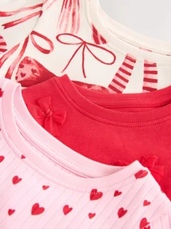 Next Rouge Nœud/ Cœur - Lot de 3 pyjamas Snuggle (9mois-16ans) Sale