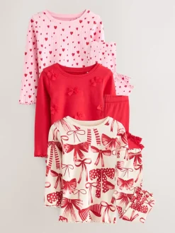 Next Rouge Nœud/ Cœur - Lot de 3 pyjamas Snuggle (9mois-16ans) Sale