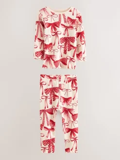 Next Rouge Nœud/ Cœur - Lot de 3 pyjamas Snuggle (9mois-16ans) Sale
