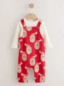 Next Rouge père Noël - Ensemble salopette de Noël imprimé sur l’ensemble pour bébé (0mois3ans) Outlet