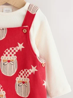 Next Rouge père Noël - Ensemble salopette de Noël imprimé sur l’ensemble pour bébé (0mois3ans) Outlet