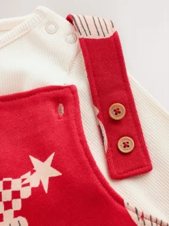 Next Rouge père Noël - Ensemble salopette de Noël imprimé sur l’ensemble pour bébé (0mois3ans) Outlet