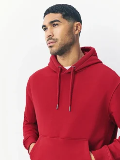 Next - Ajustement régulier - Sweat-shirt à capuche en jersey riche en coton épais Rouge profond Discount