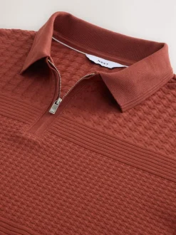 Next - Ajustement régulier - Polo habillé en jacquard Rouge rouille Online