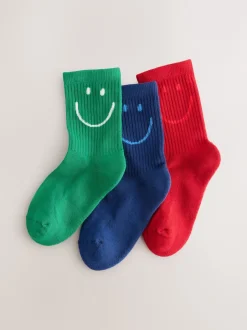 Next - Lot de 3 paires de chaussettes de sport pour l'école enrichies en coton matelassées Rouge Vert et Bleu Hot