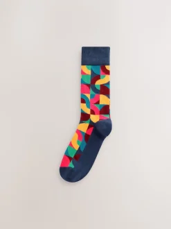 Next - Paquet de chaussettes à motifs 8 Rouge vif/Vert Geo Discount
