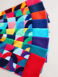 Next - Paquet de chaussettes à motifs 8 Rouge vif/Vert Geo Discount
