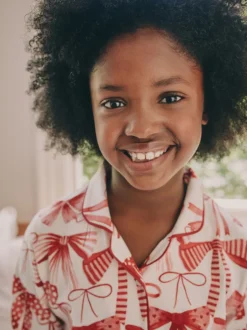 Next Rouge/Blanc Noeud Imprimé - Pyjama boutonné (3-16 ans) Online