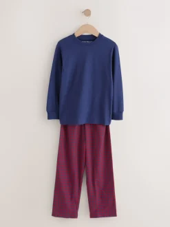 Next - Lot de 2 pyjamas en tissu à carreaux à manches longues (3-16ans) Rouge/Bleu Outlet
