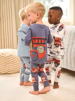 Next - Lot de 3 pyjamas Snuggle courts (9mois-10ans) Rouge/bleu motif véhicule d'urgence