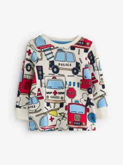 Next - Lot de 3 pyjamas Snuggle courts (9mois-10ans) Rouge/bleu motif véhicules d'urgence