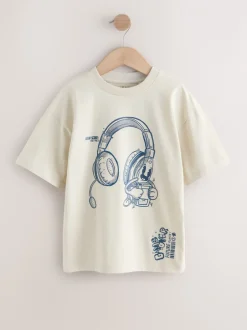 Next - T-shirts à manches courtes à imprimé graphique coupe standard Lot de 3 (3à16ans) Rouge/bleu/ciment Sale