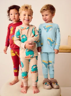 Next - Lot de 3 pyjamas Snuggle (9mois-10ans) Rouge/Bleu/Neutre Animal