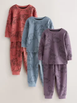 Next Rouge/bleu/violet - Lot de 3 pyjamas oversize (9mois à10ans) Hot