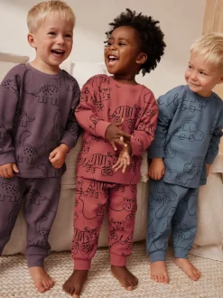 Next Rouge/bleu/violet - Lot de 3 pyjamas oversize (9mois à10ans) Hot