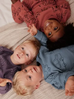 Next Rouge/bleu/violet - Lot de 3 pyjamas oversize (9mois à10ans) Hot