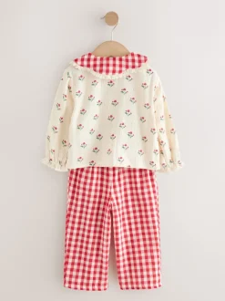 Next Rouge/crème - Pyjama Bouton à travers tissé (9mths-10yrs) Hot