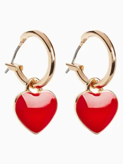 Next Rouge/doré - Créoles à motif cœur Clearance