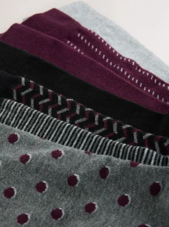 Next - Lot de 7 - Chaussettes riches en coton pour homme Rouge/Gris Outlet