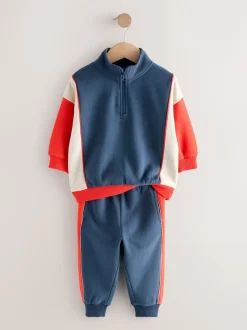 Next Rouge/Marine - Ensemble haut demi-zip et jogging (3mois à7ans) New