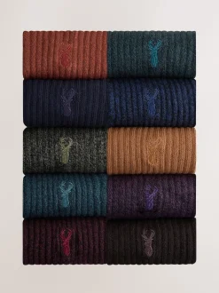 Next Rouge/Orange/Bleu - Lot de chaussettes épaisses brodées 10 Discount