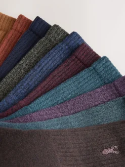 Next Rouge/Orange/Bleu - Lot de chaussettes épaisses brodées 10 Discount