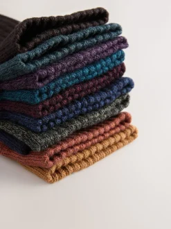 Next Rouge/Orange/Bleu - Lot de chaussettes épaisses brodées 10 Discount