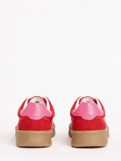 Friends Like These - Baskets de sport à lacets rétro à semelle en gomme Rouge/Rose Discount