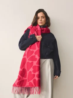 Next Rouge/Rose Cœur Imprimé - Écharpe épaisse New