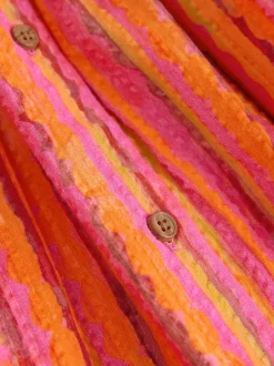 Next Rouge/rose rayé - Robe boutonnée à Manches courtes Rayure (3-16ans) Hot