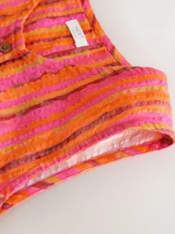 Next Rouge/rose rayé - Robe boutonnée à Manches courtes Rayure (3-16ans) Hot