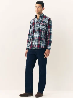 Next Rouge/vert - Chemise Oxford ajustée Easy Iron Button Down Outlet