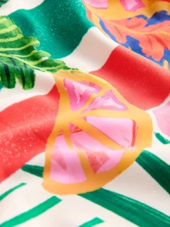 Next - DD Maillot de bain coupe ventrale Col dégagé Rouge/Vert Tropical Outlet