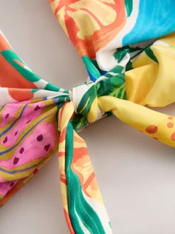 Next Rouge/Vert Tropical - Haut de bikini plongeant DD+ noué sur le devant