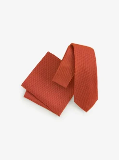 Next - Ensemble cravate et pochette texturées rouille Outlet