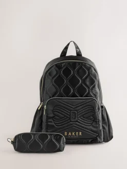 Baker by Ted Baker Sac à dos Filles Back To School noir matelassé avec étui à crayons Best