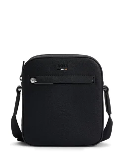 BOSS Sac reporter en cuir grainé en fausse fourrure