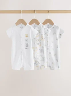 Next Safari blanc Animal brodé - Barboteuse Jersey Baby 3 Pack Outlet